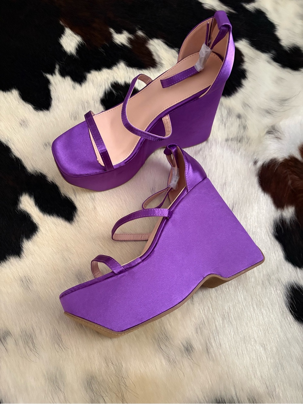 Satin Purple Platform Wedge Sandals - Women’s size 8.5